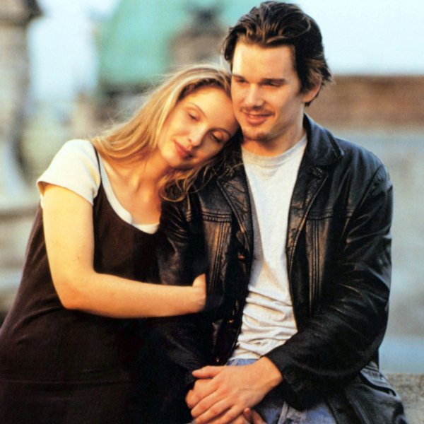 Julie Delpy and Ethan Hawke in Before Sunrise.