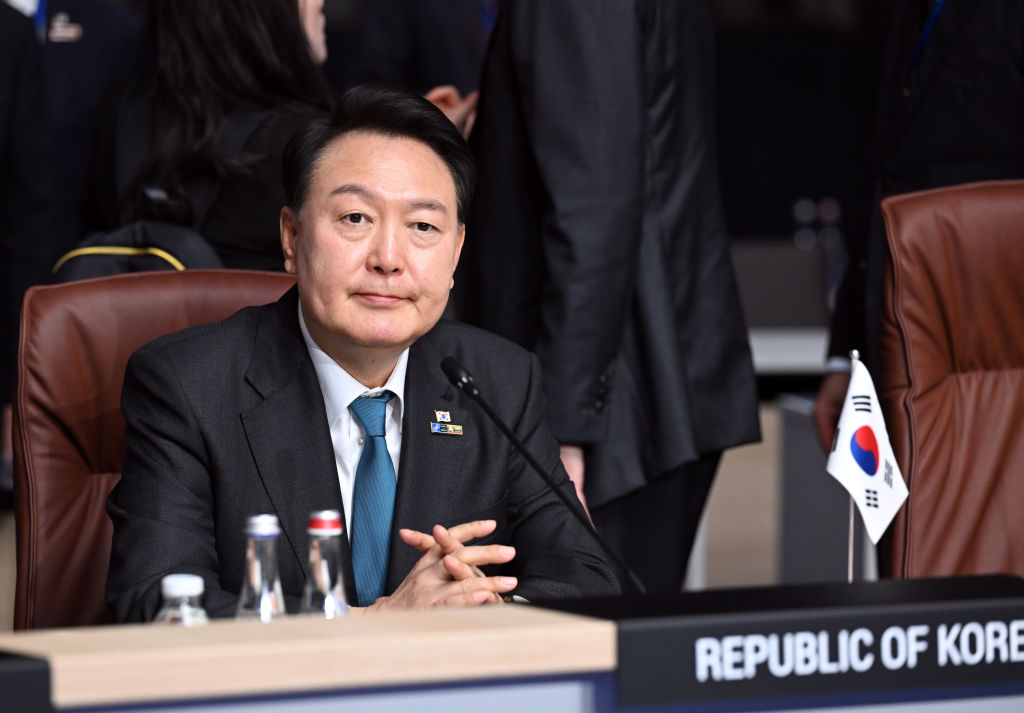 South Korean President Yoon Suk-yeol attends the second session of the North Atlantic Treaty Organization (NATO) Heads of State and Government Summit at LITEXPO in Vilnius, Lithuania on July 12, 2023