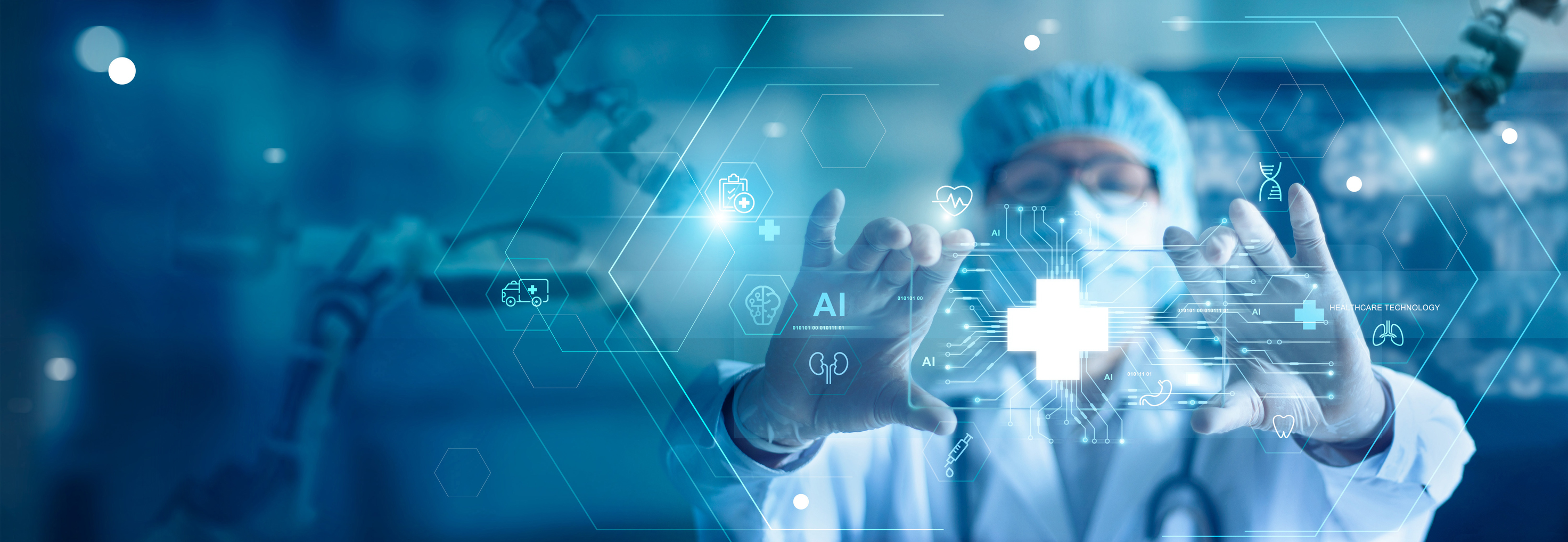 Medical technology, doctor use AI robots for diagnosis, care, and increasing accuracy patient treatment in future. Medical research and development innovation technology to improve patient health. (Getty Images/iStockphoto)