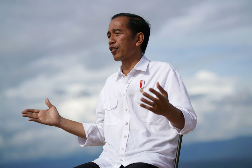 Indonesia President Joko Widodo speaks during a Bloomberg Television interview in Silangit, North Sumatra, Indonesia, Oct. 14, 2017. (Dimas Ardian—Bloomberg/Getty Images)