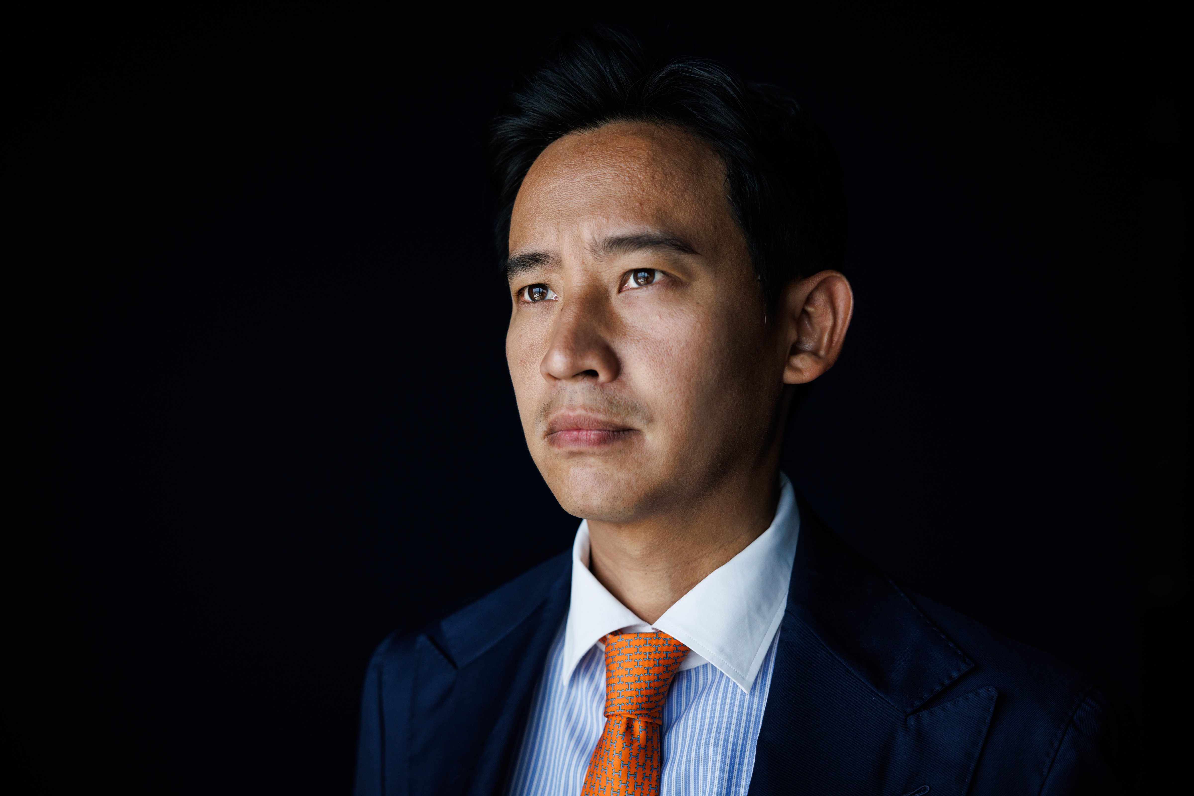 Pita Limjaroenrat, leader of Thailand’s progressive Move Forward Party, at the party headquarters in Bangkok on April 19, 2023. (Andre Malerba—Bloomberg/Getty Images)