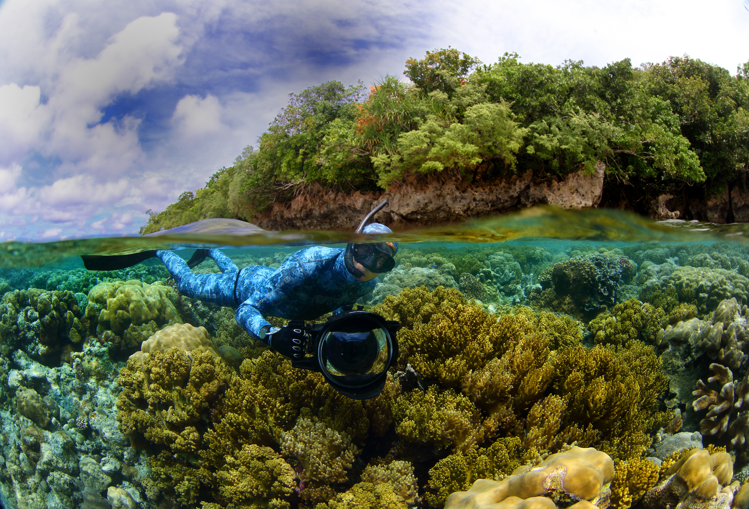 Enric Sala, NationalGeographic Explorer in Residence and Pristine Seas Founder, is seen exploring the reefs in Palau.
