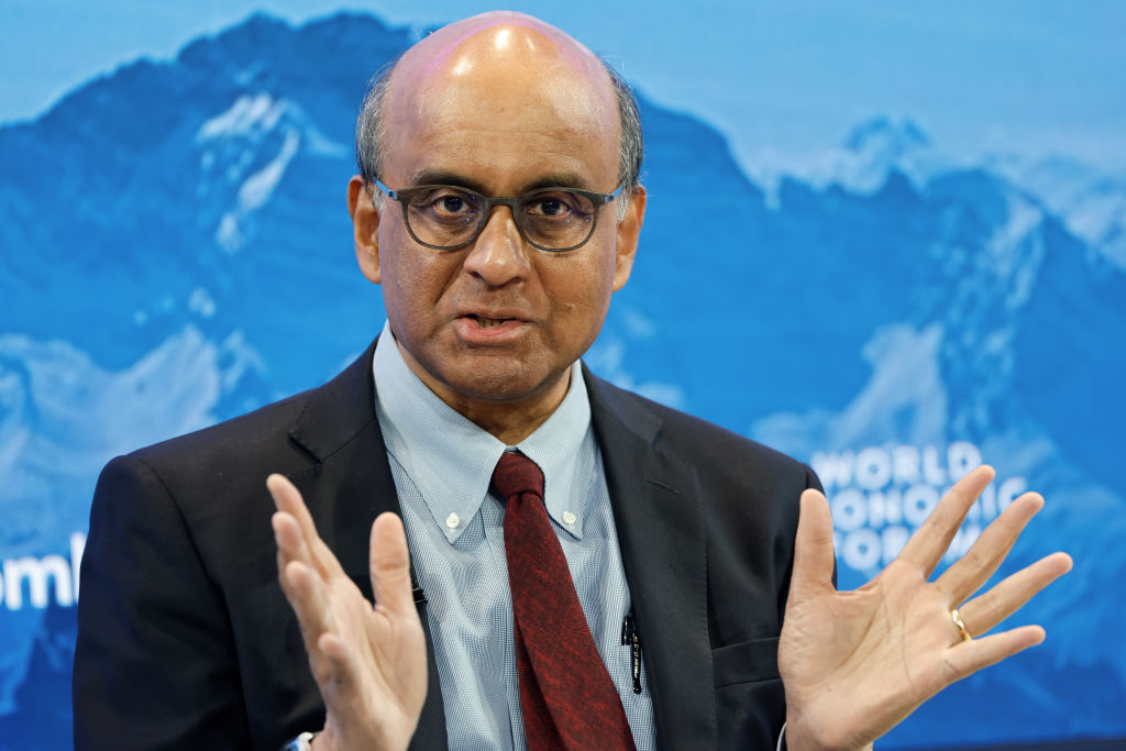 Tharman Shanmugaratnam, chairman of the Monetary Authority of Singapore, during a World Economic Forum panel session in Davos, Switzerland, on Jan. 18, 2023.  (Stefan Wermuth—Bloomberg/Getty Images)