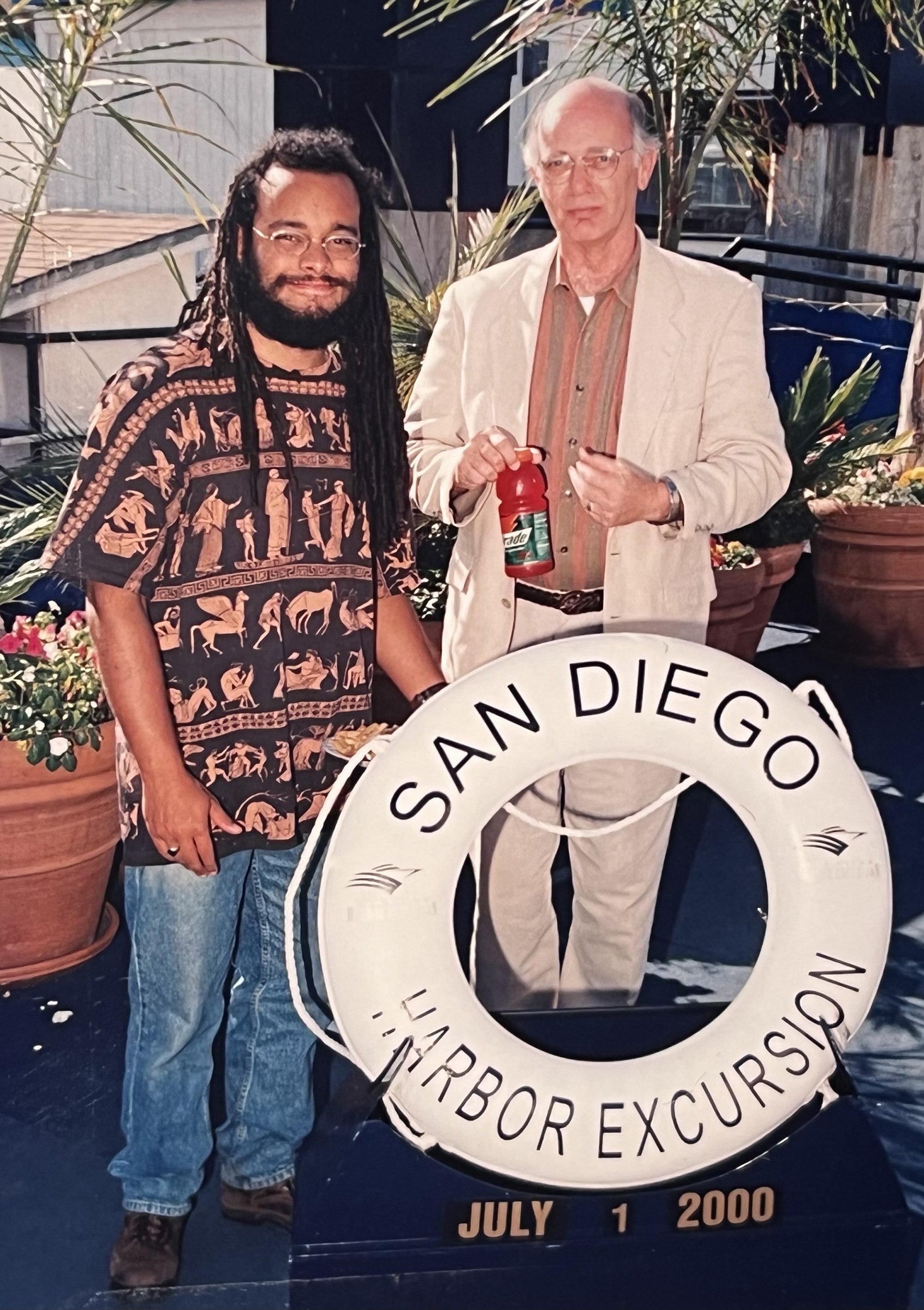 Dr. Phillip Atiba Solomon, left, with his father Dr. Edwin L. Goff in San Diego in 2000