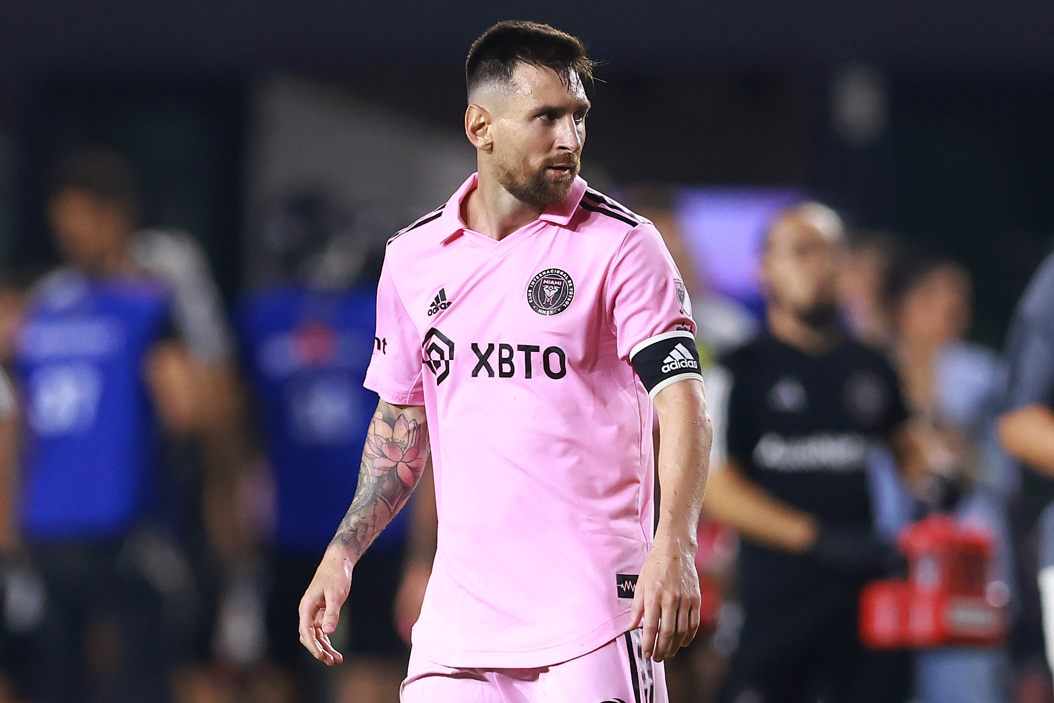 Lionel Messi at an Inter Miami game at DRV PNK Stadium on August 30, 2023 in Fort Lauderdale, Florida (Megan Briggs—Getty Images)