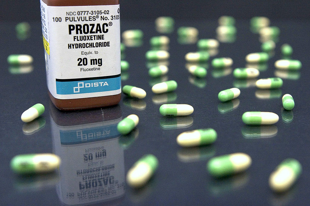 The antidepressant drug Prozac is pictured in a Cambridge, Ma., pharmacy on March 9, 2006.   (JB Reed/Bloomberg—Getty Images)