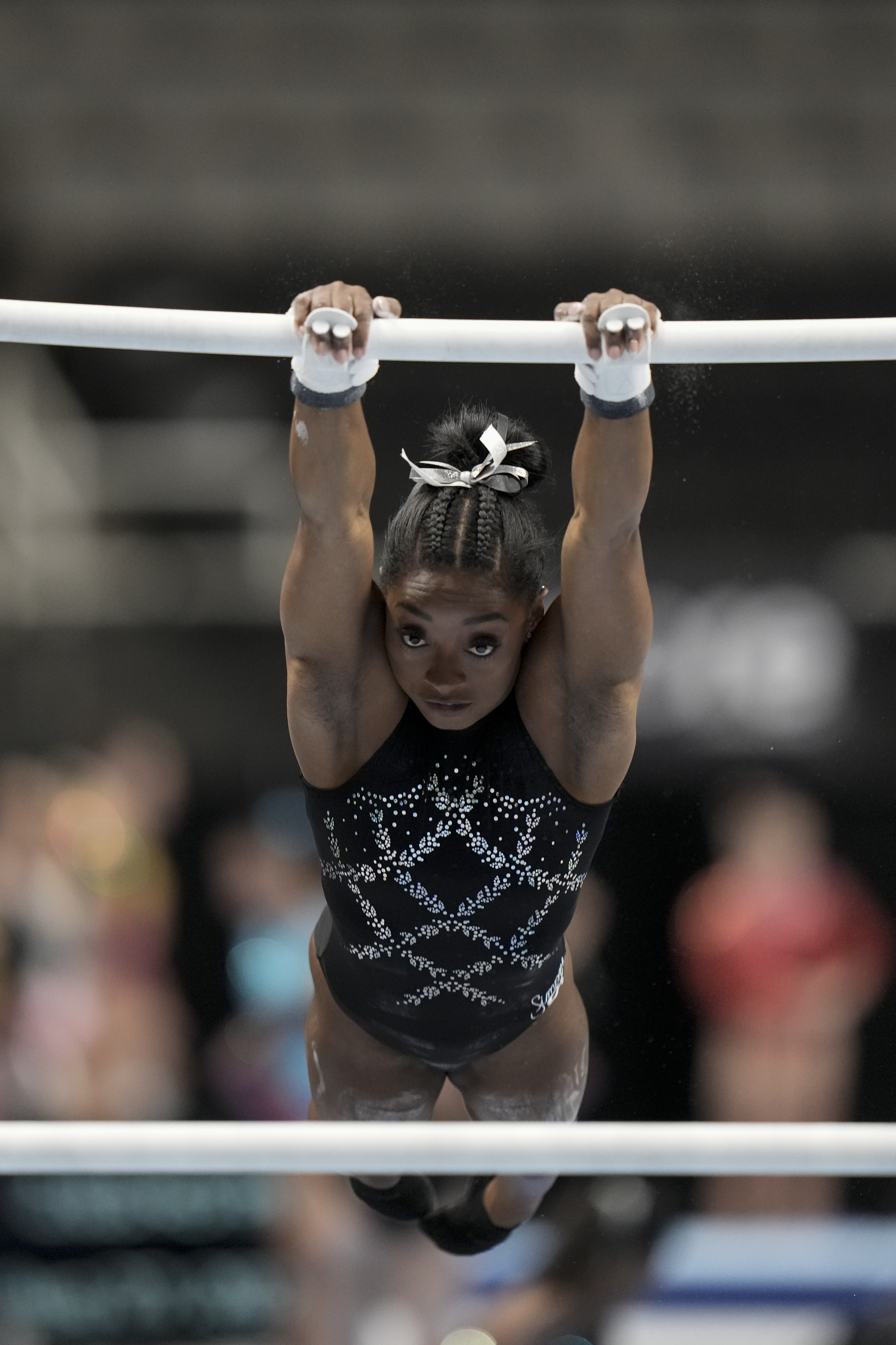 Simone Biles warms up before the U.S. Gymnastics Championships in San Jose, Calif., Sunday, Aug. 27, 2023. (Godofredo A. Vásquez—AP)