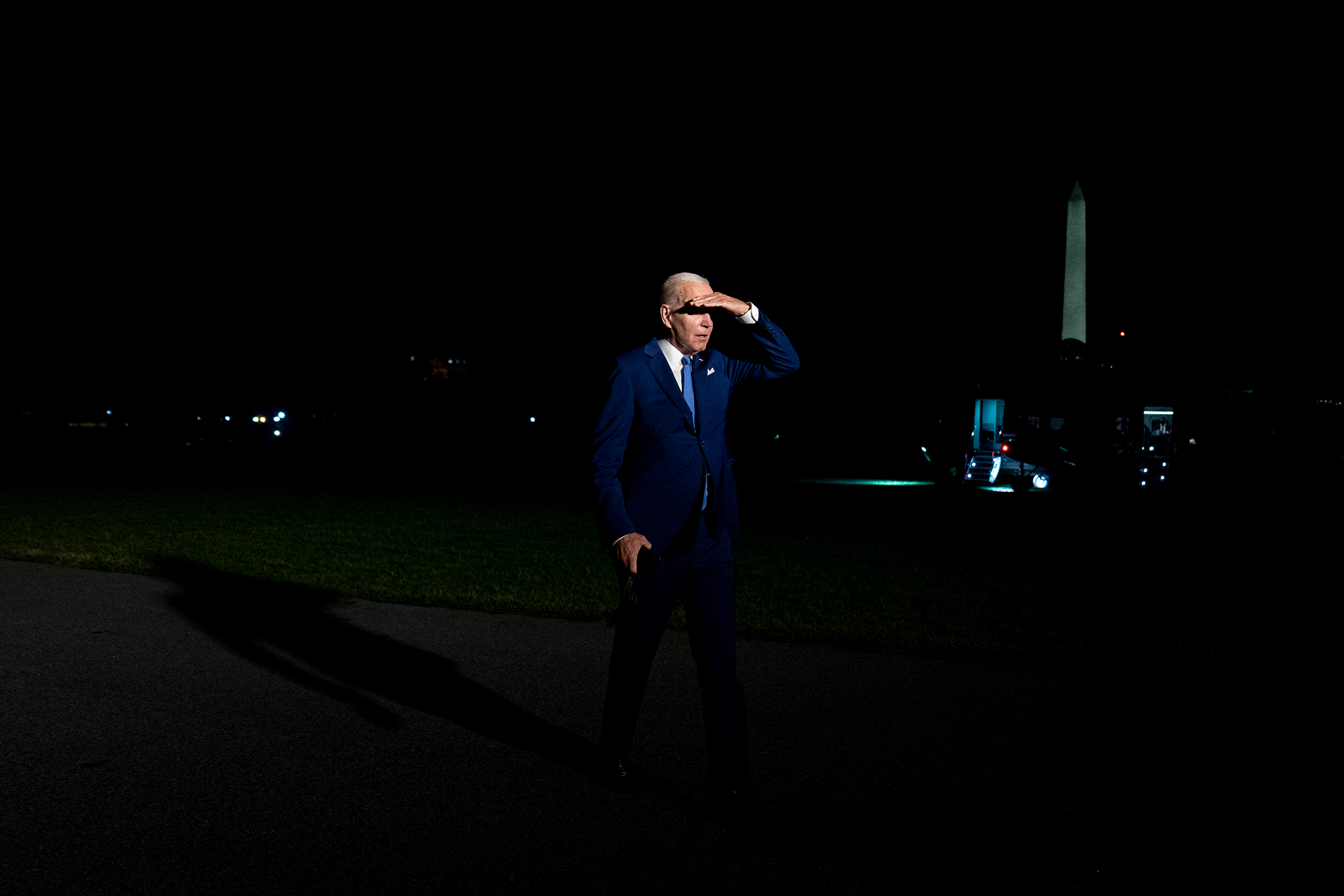 President Joe Biden arrives at the White House on July 16, 2022, after returning from a trip to Israel and Saudi Arabia.  (Andrew Harnik—AP)