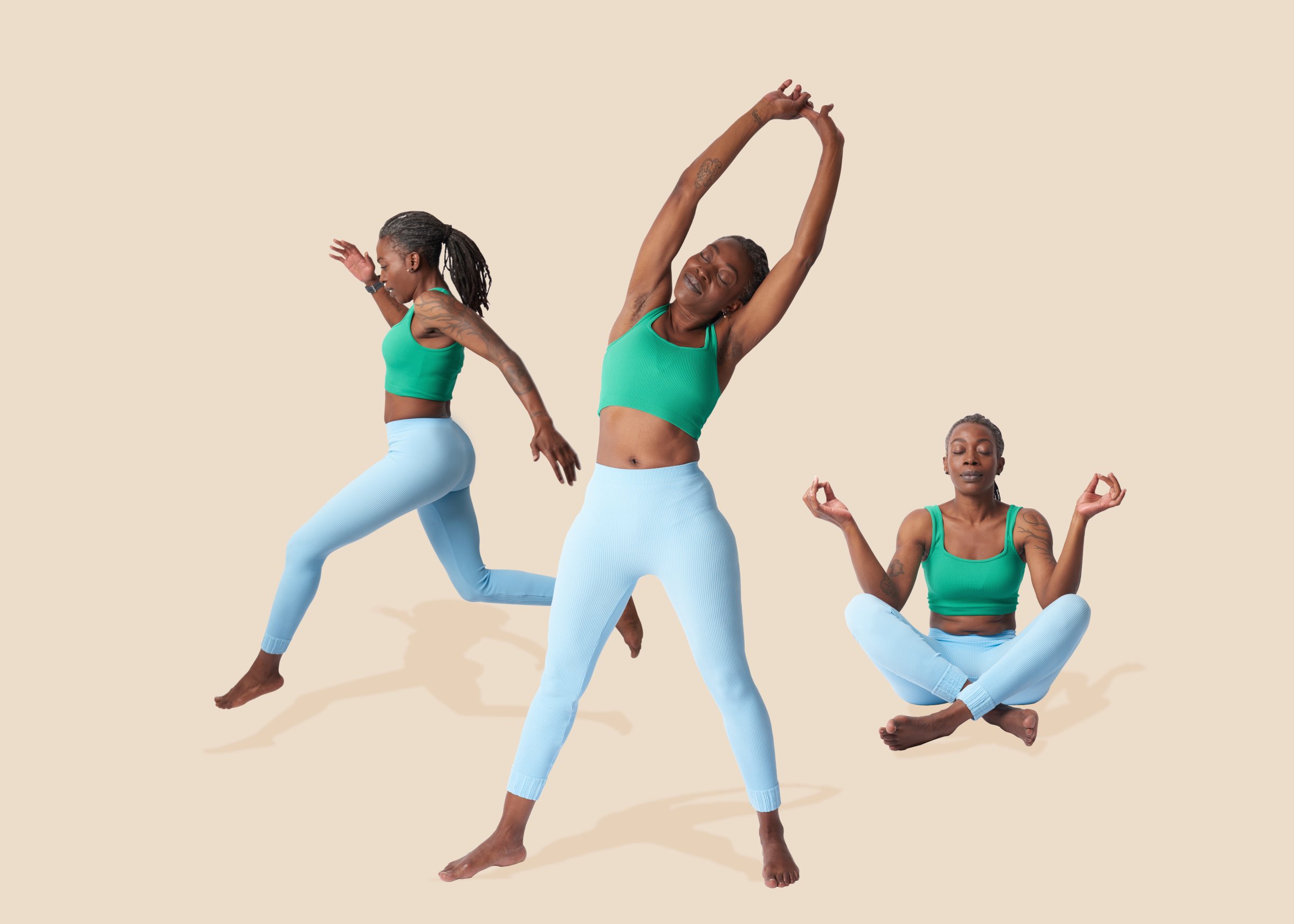 Woman in various exercise poses