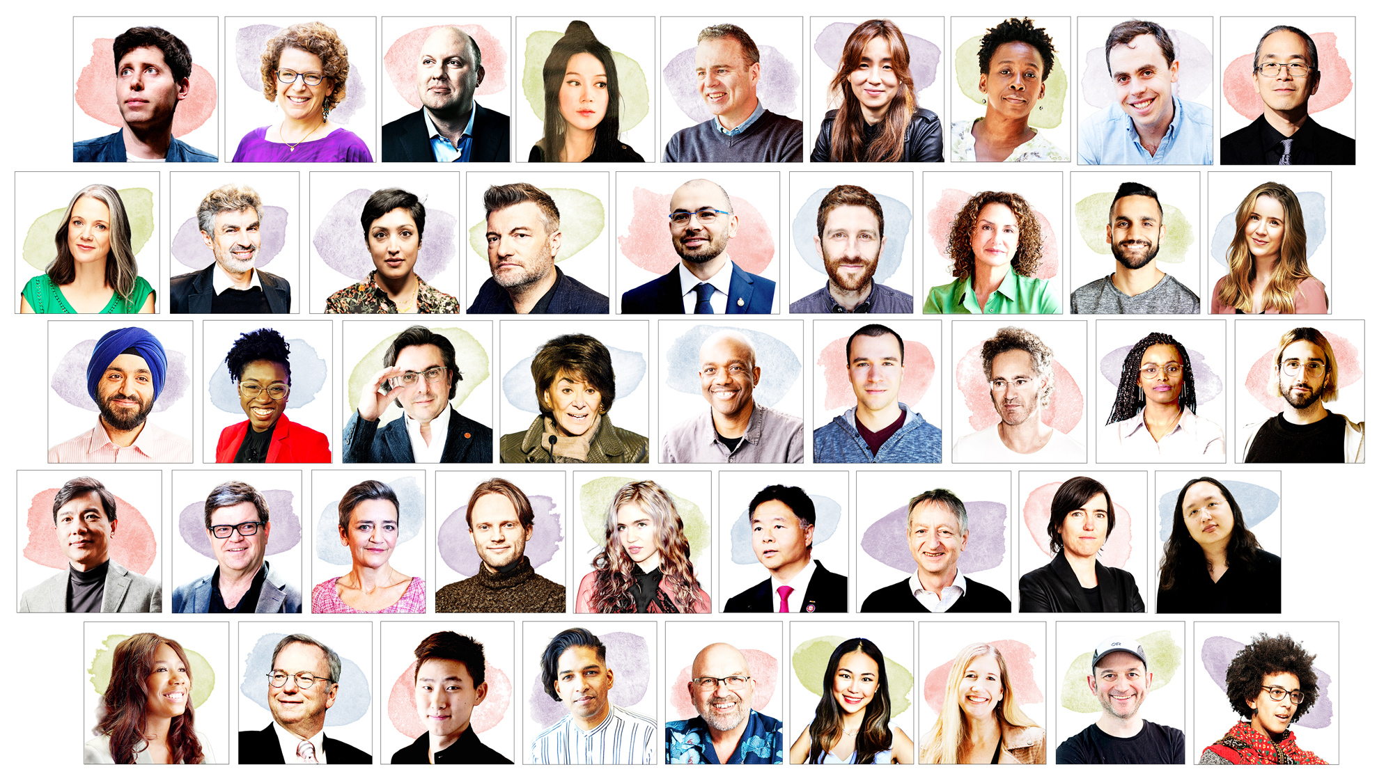 TIME magazine collage of 100 most influential people in AI in 2023