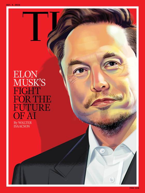 Elon Musk Fight for AI Time Magazine Cover