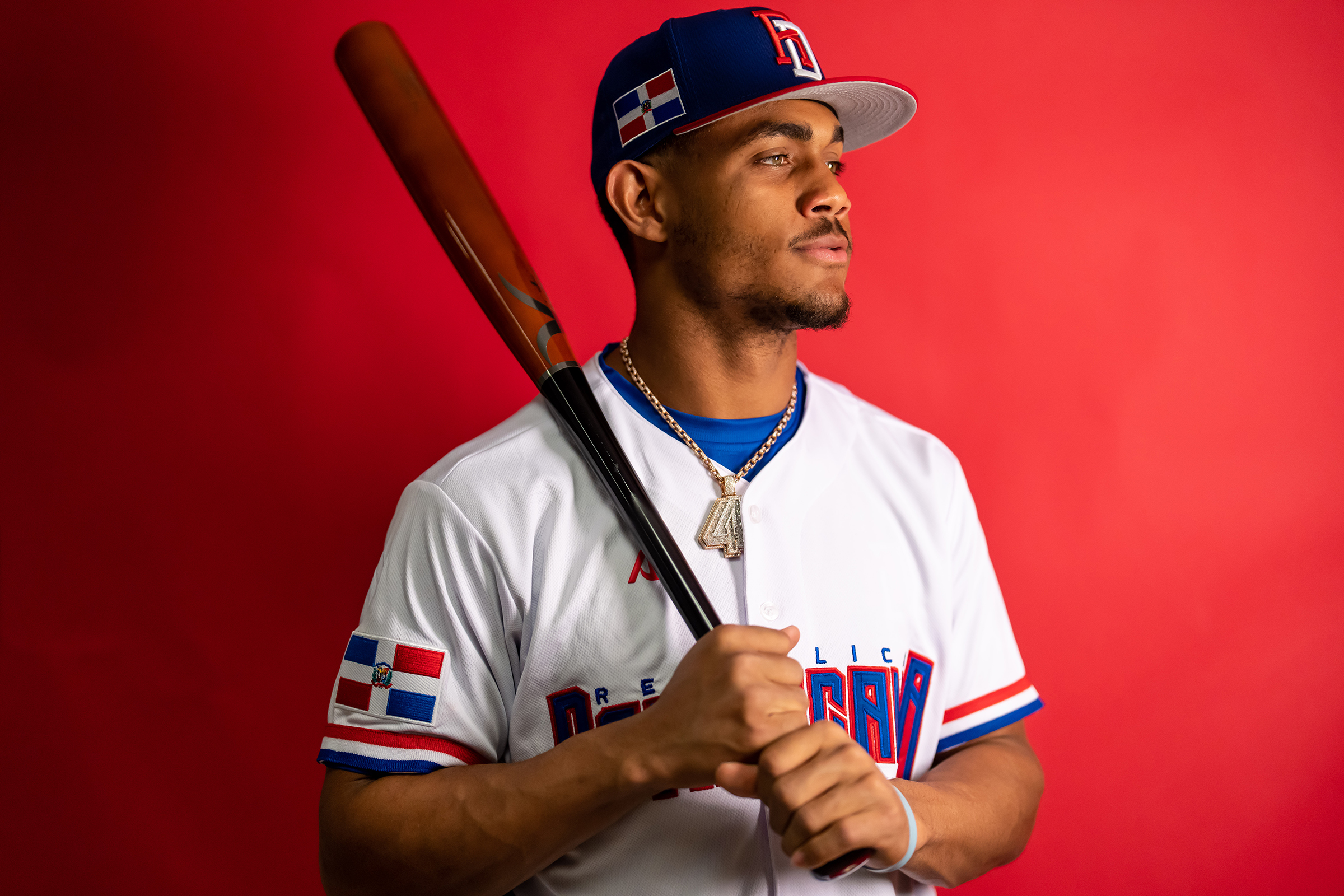 Seattle Mariners’ Julio Rodríguez representing Team Dominican Republic at the World Baseball Classic in Fort Myers, Fla., in March 2023. (Brace Hemmelgarn—WBCI/MLB Photos/Getty Images)