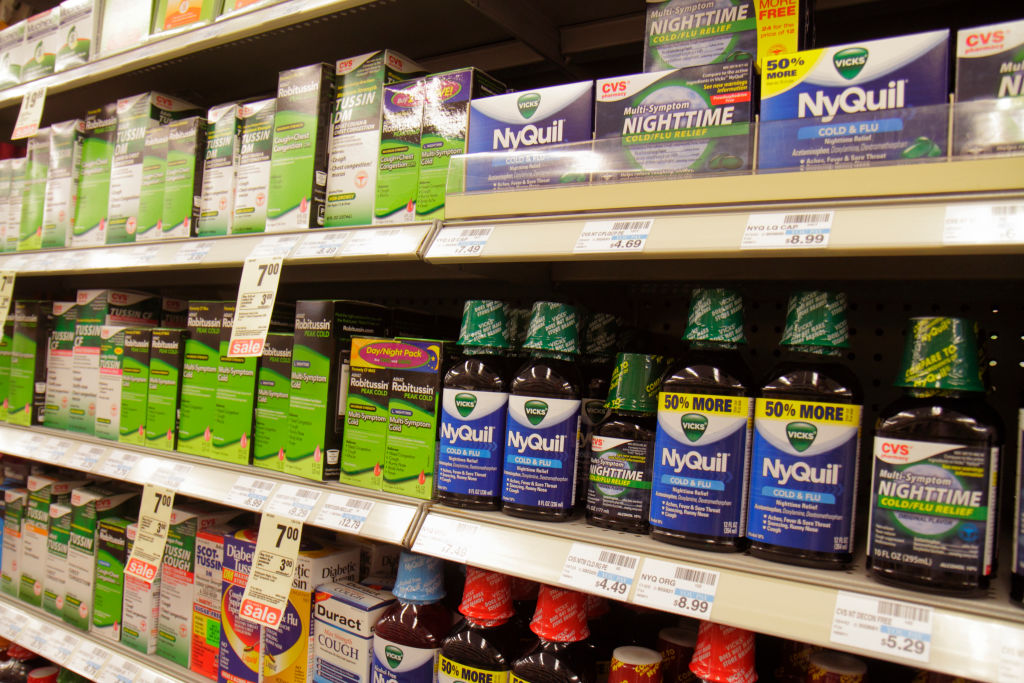 Cold medicine for sale in Walgreens. (Jeff Greenberg—Universal Images Group/Getty Images)