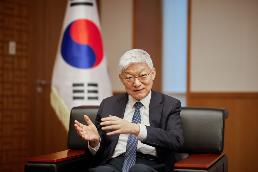 Yun Dukmin, South Korea's ambassador to Japan, during an interview at the Embassy of South Korea in Tokyo, Japan, on Wednesday, Sept. 20, 2023.