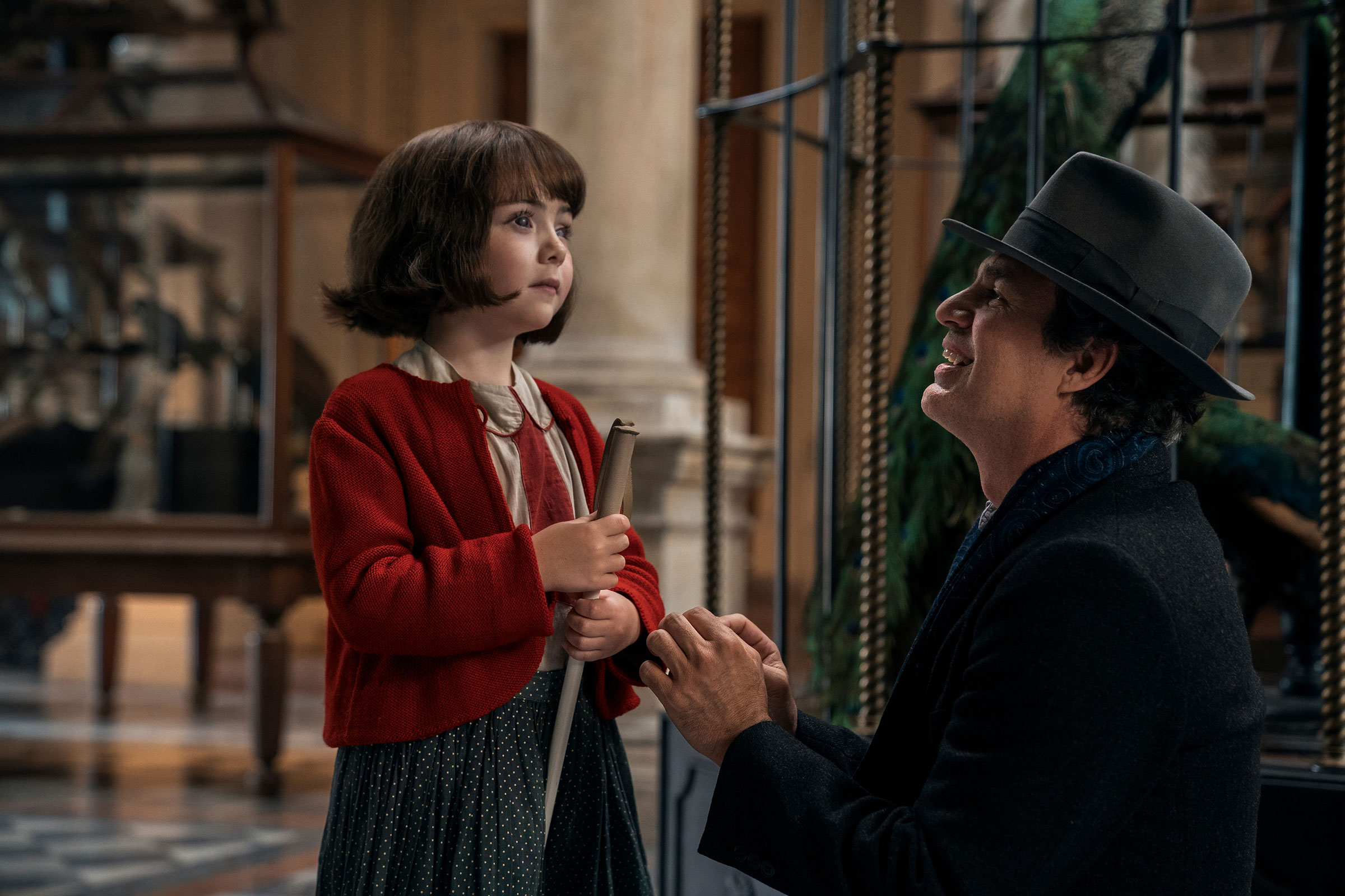 (L-R): Nell Sutton as young Marie-Laure LeBlanc and Mark Ruffalo as Daniel LeBlanc in episode 1 of 'All the Light We Cannot See.'