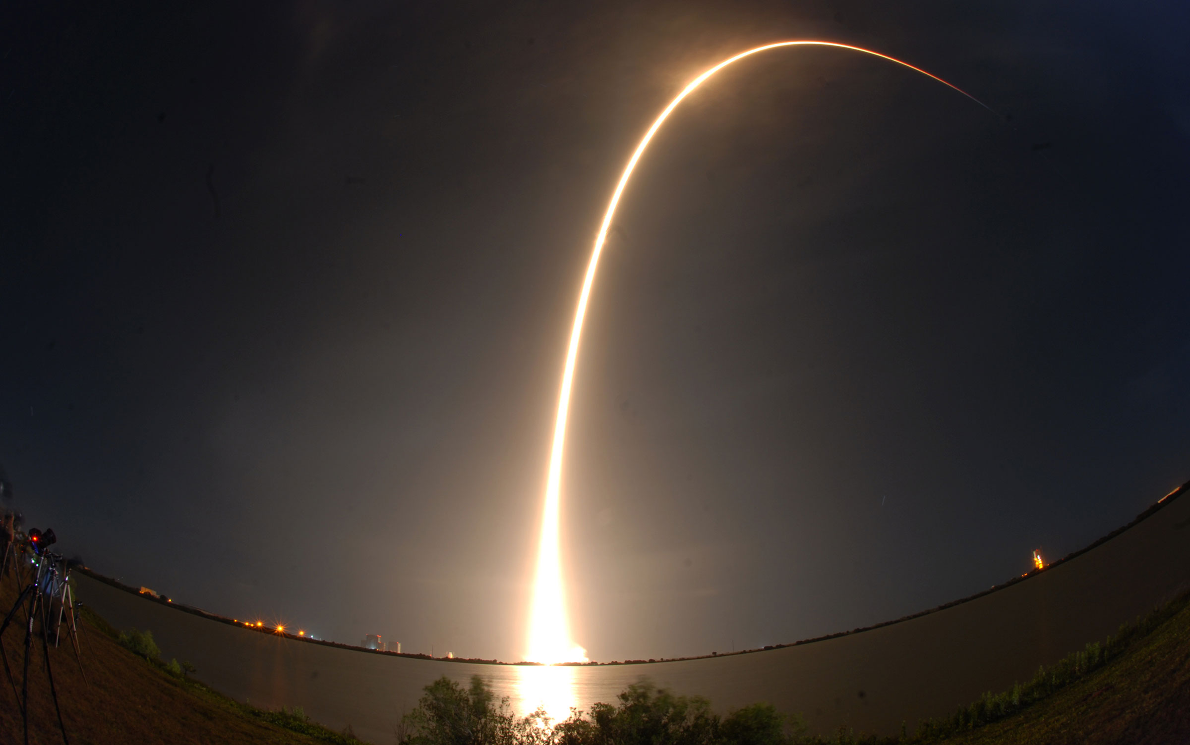 SpaceX Falcon 9 rocket carrying NASA's TEMPO launches from Cape Canaveral Space Force Station on April 7, 2023. (Paul Hennessy—Anadolu Agency/Getty Images)