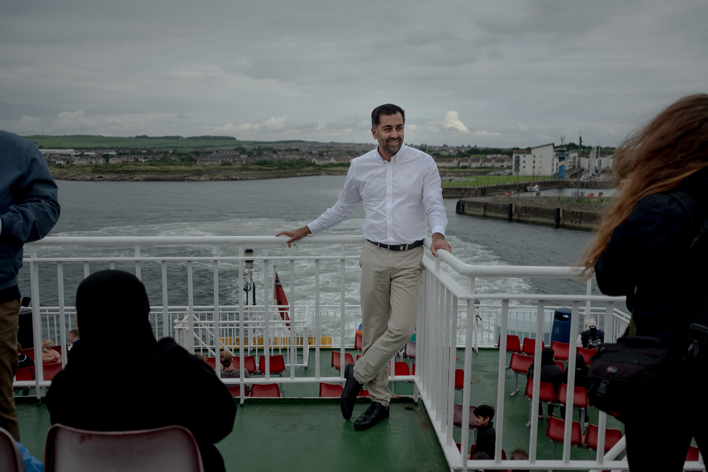 Yousaf aboard the ferry to Isle of Arran on Aug. 23.