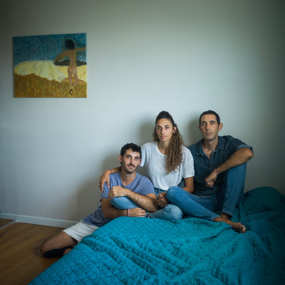 Liri, Roni and Gili Roman in their father's apartment in Tel Aviv, where Jordan, with her husband and daughter, were planning to live, on Oct. 16.
