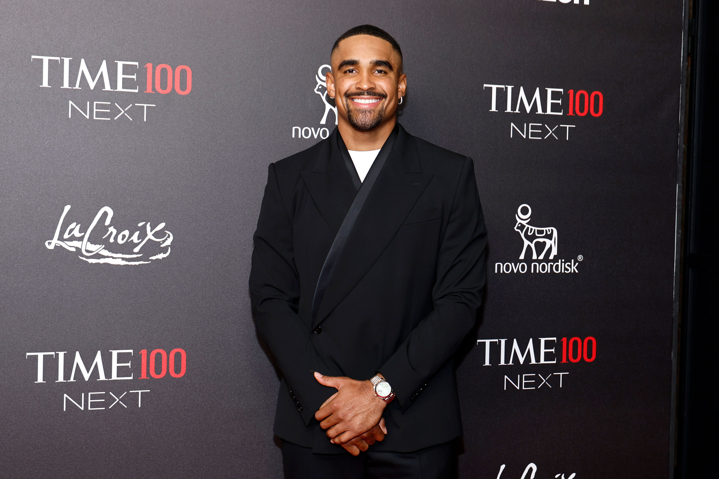Jalen Hurts attends the 2023 TIME100 Next Gala at Second Floor in New York City, on Oct. 24, 2023. (Mike Coppola—Getty Images for TIME)