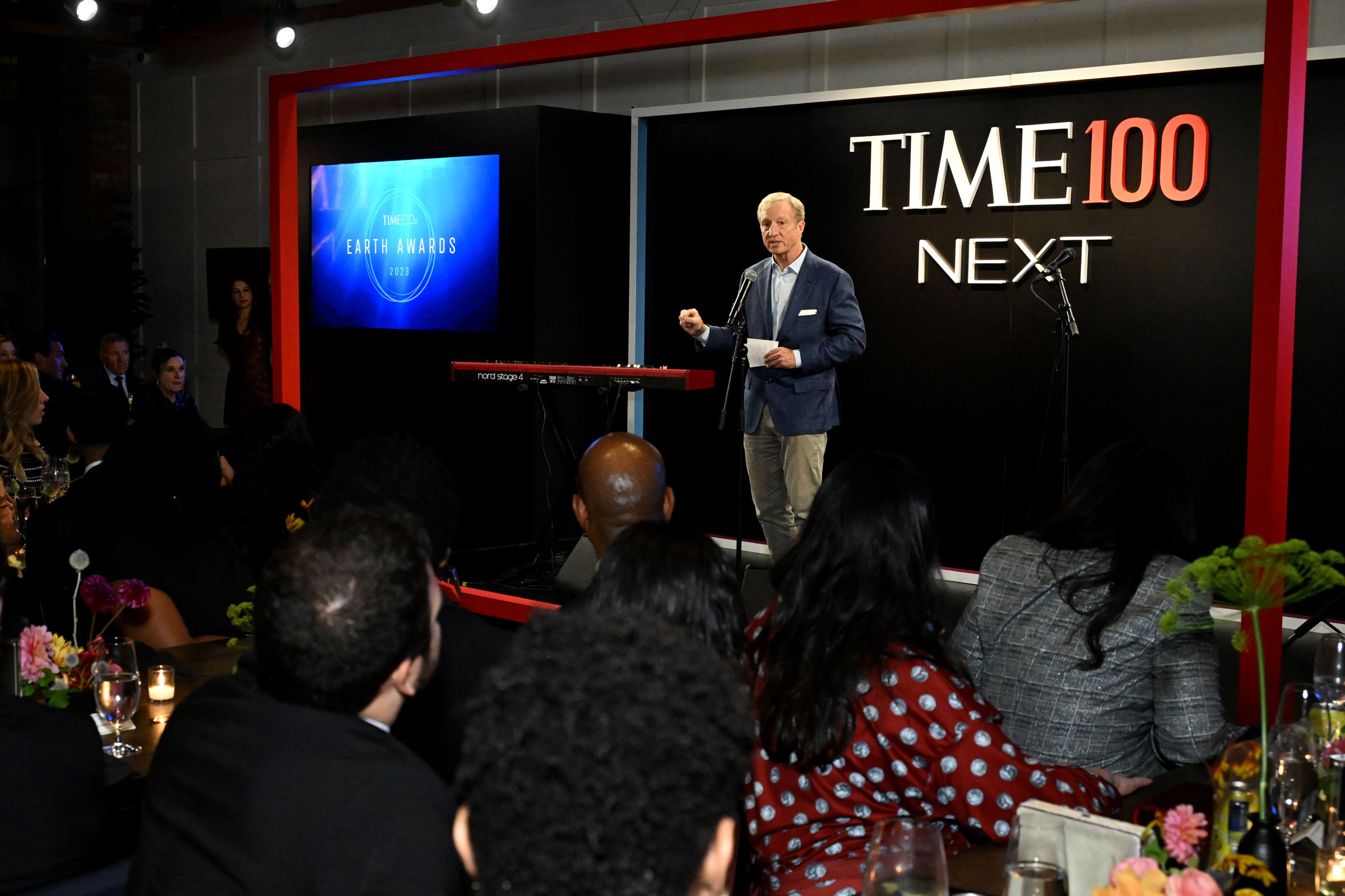 Tom Steyer speaks during the 2023 TIME100 Next Gala at Second Floor in New York City, on Oct. 24, 2023. (Slaven Vlasic—Getty Images for TIME)