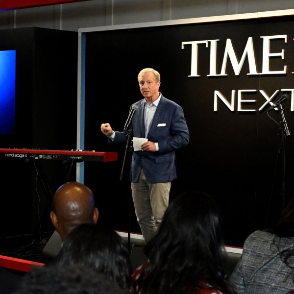 Tom Steyer speaks during  the 2023 TIME100 Next Gala at Second Floor in New York City, on Oct. 24, 2023.