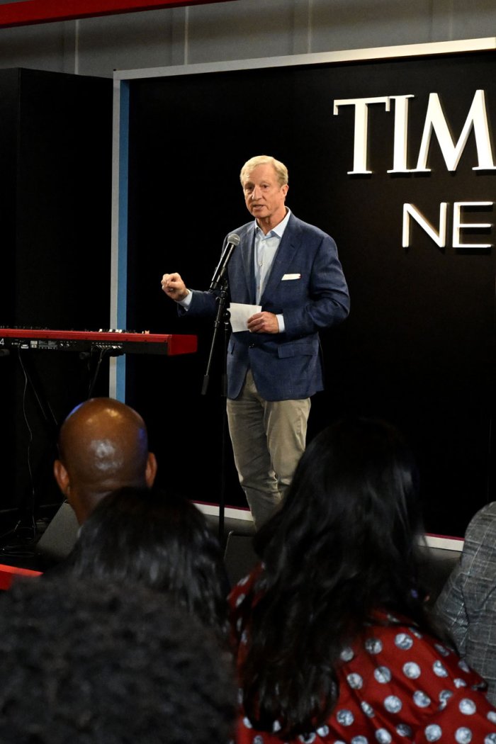 Tom Steyer speaks during  the 2023 TIME100 Next Gala at Second Floor in New York City, on Oct. 24, 2023.