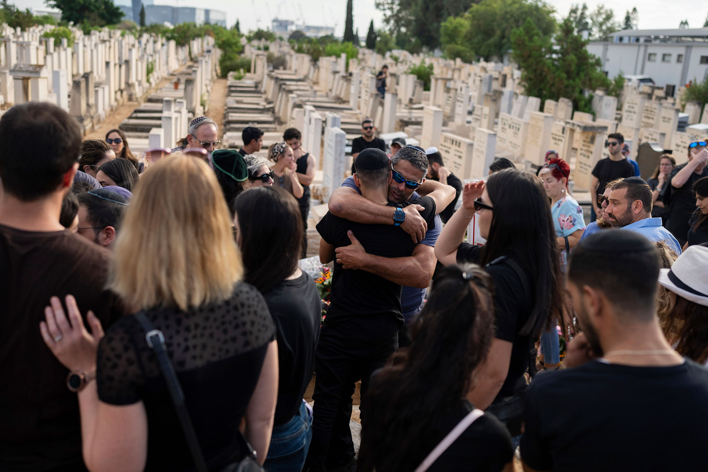 Mourners attend the funeral of Celine Ben David -Nagar in Holon, central Israel, on Oct. 17, 2023.