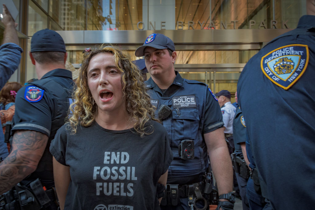 Climate activist seen being arrested by NYPD for blocking