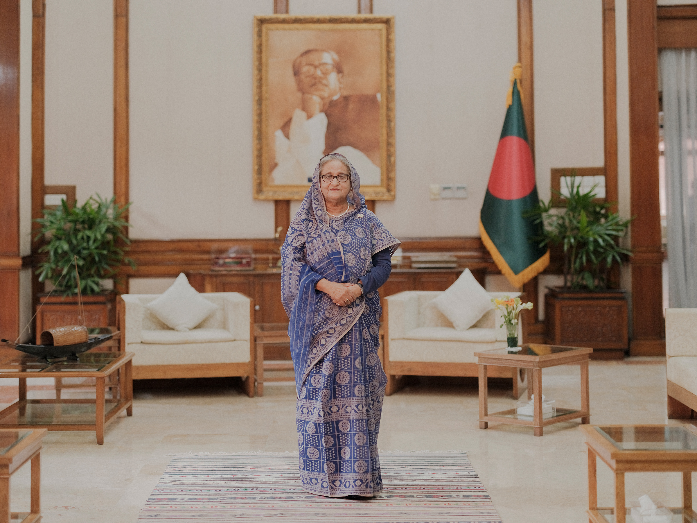 Bangladesh Prime Minister Sheikh Hasina at the Ganabhaban, the official residence, in Dhaka on Sept. 6.
