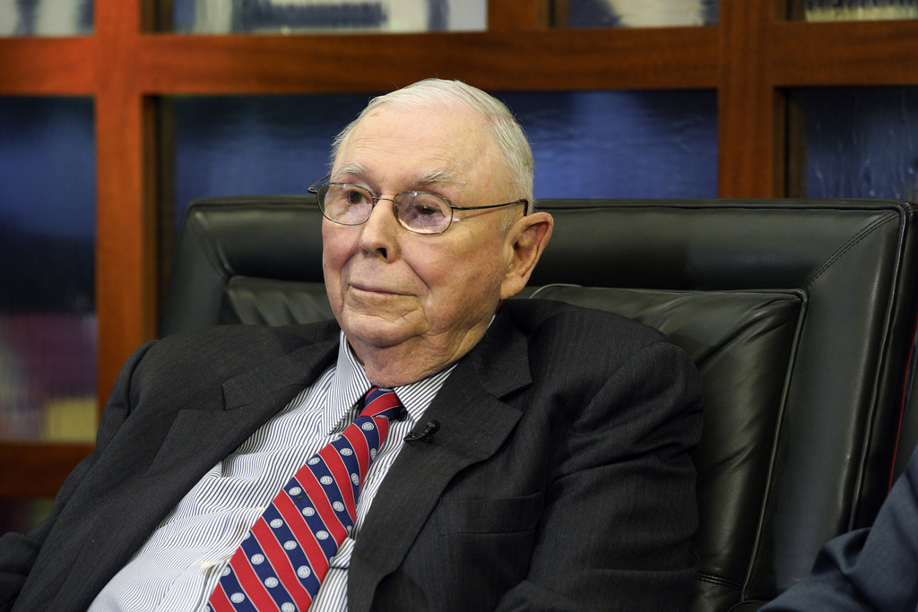 Berkshire Hathaway Vice Chairman Charlie Munger listens to a question during an interview on May 7, 2018, in Omaha, Neb.