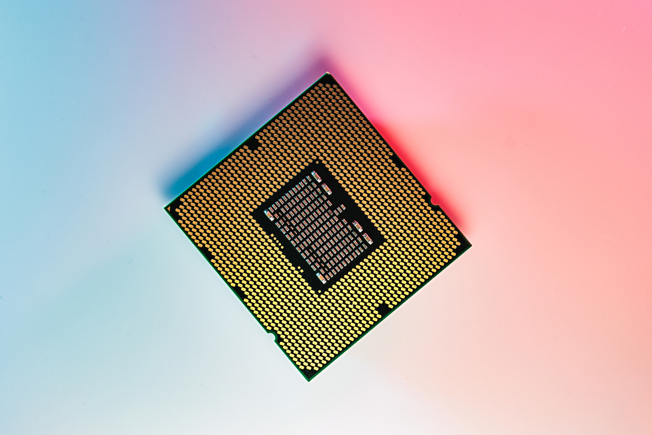 Computer processor CPU with colored light.