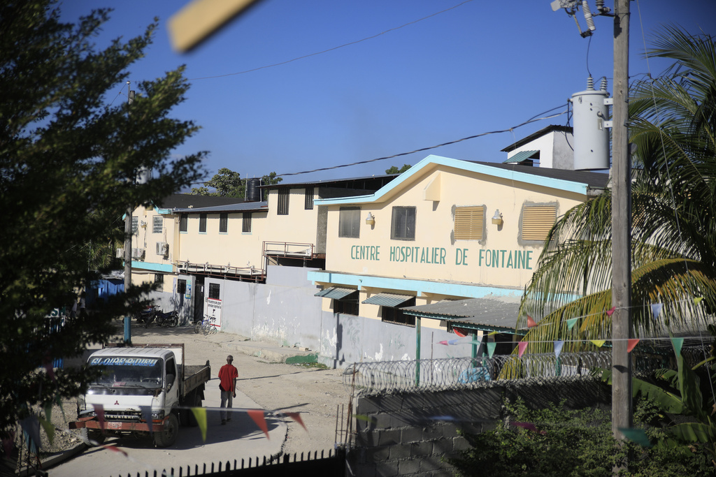 The entrance at the Fontaine Hospital Center in Cité Soleil area of the Port-au-Prince, Haiti, on Jan. 23, 2023.