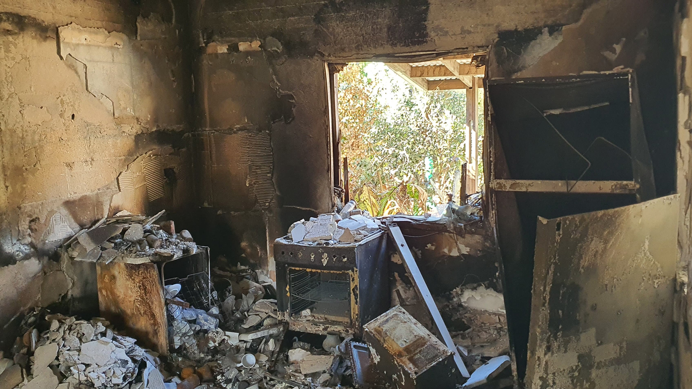 Adina and Said David Moshe's destroyed home in Nir Oz, Israel.