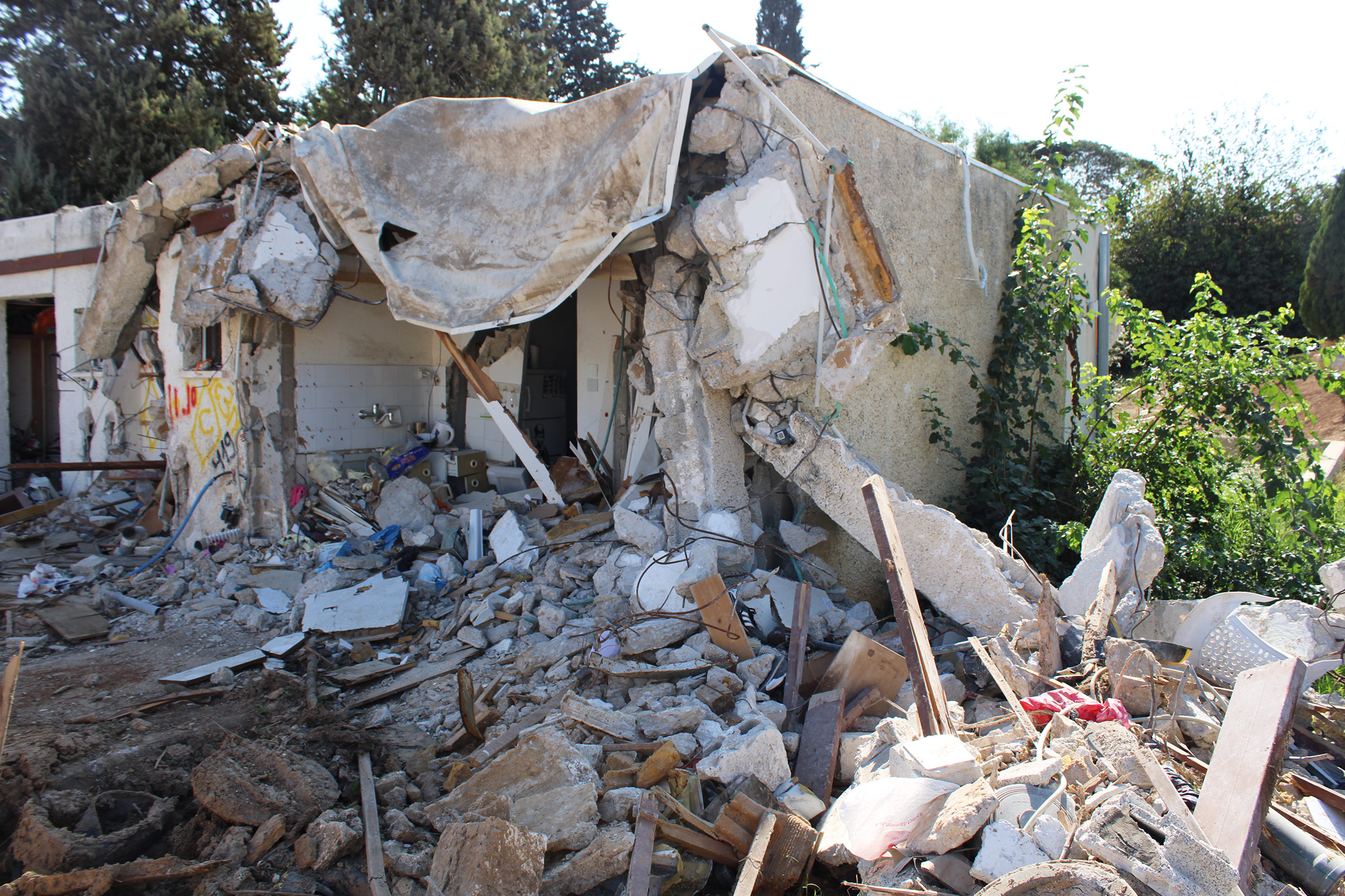 A destroyed home in Kfar Aza.