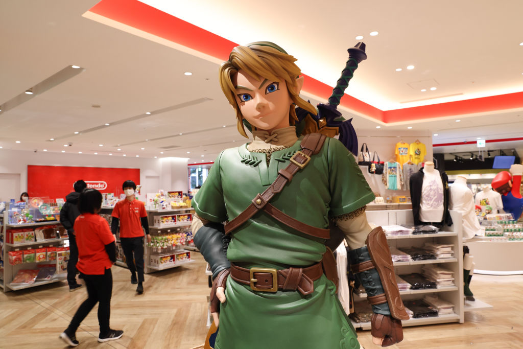 A figurine of Link, the main character of Nintendo's The Legend of Zelda franchise, inside the Nintendo Tokyo store in Shibuya, Japan.