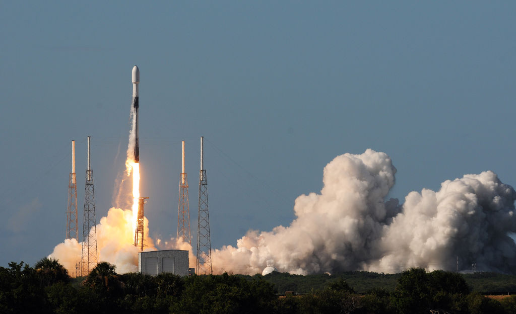 A SpaceX Falcon 9 rocket carrying South Korea's ANASIS-II military communications satellite launched from pad 40 at Cape Canaveral Air Force Station on July 20, 2020.