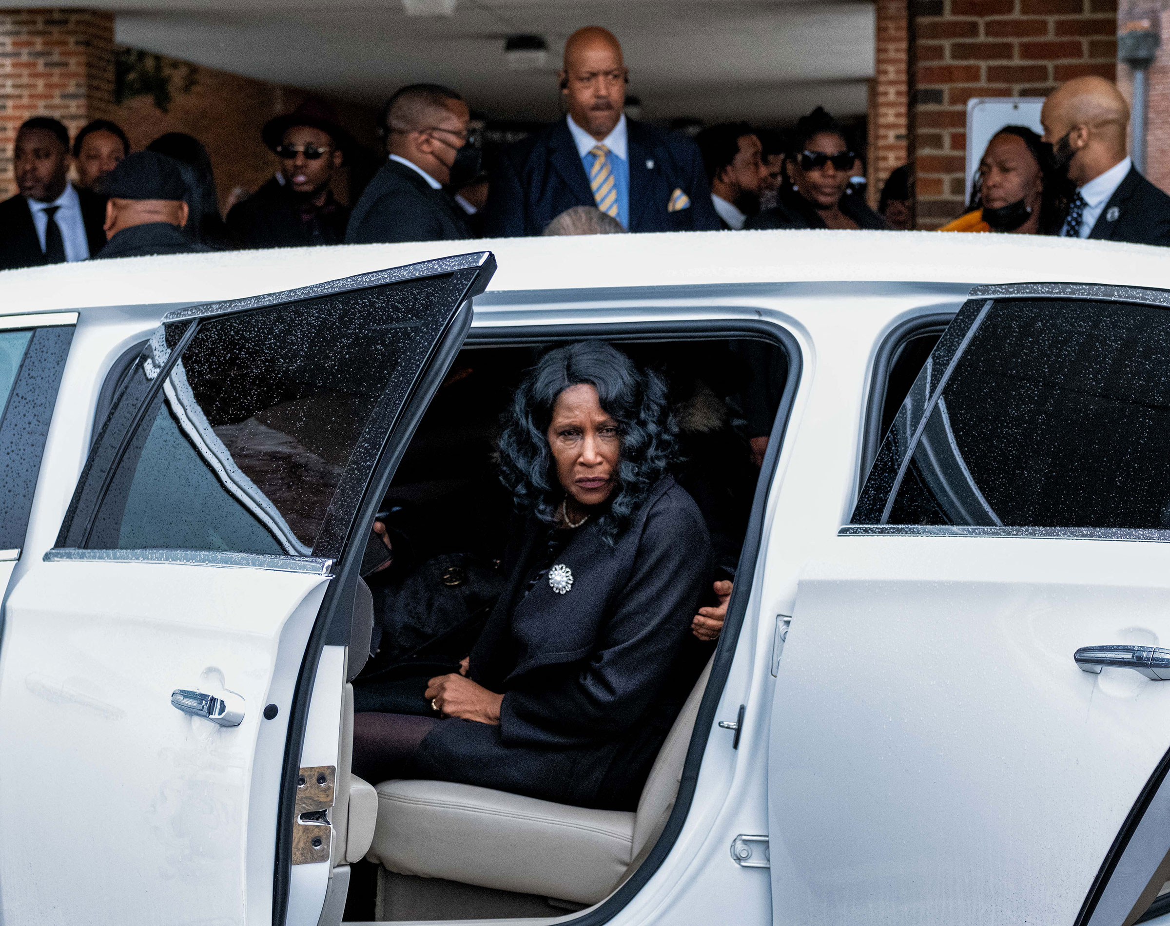 Tyre Nichols' mother RowVaughn Wells looks on after the funeral service for her son at Mississippi Boulevard Christian Church in Memphis, Tenn., on Feb. 1