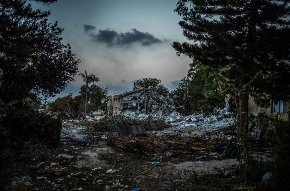 Devastation in Kibbutz Be'eri after the Israeli army regained control, on Oct. 11.