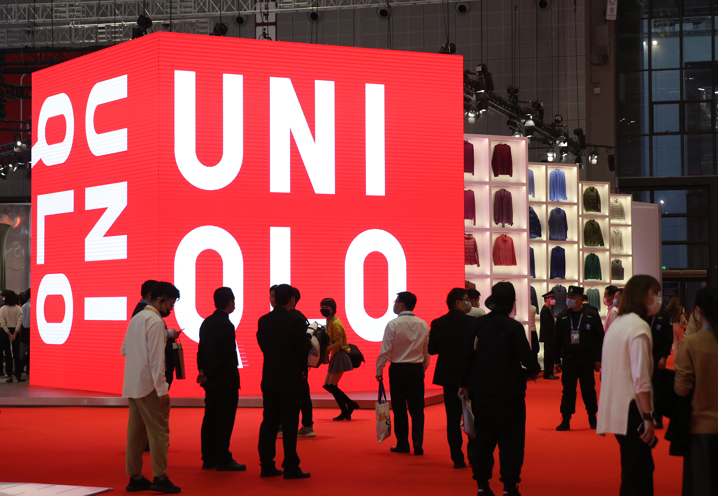The Uniqlo booth at the 2020 China International Import Expo in Shanghai. (Koki Kataoka—The Yomiuri Shimbun/Reuters)