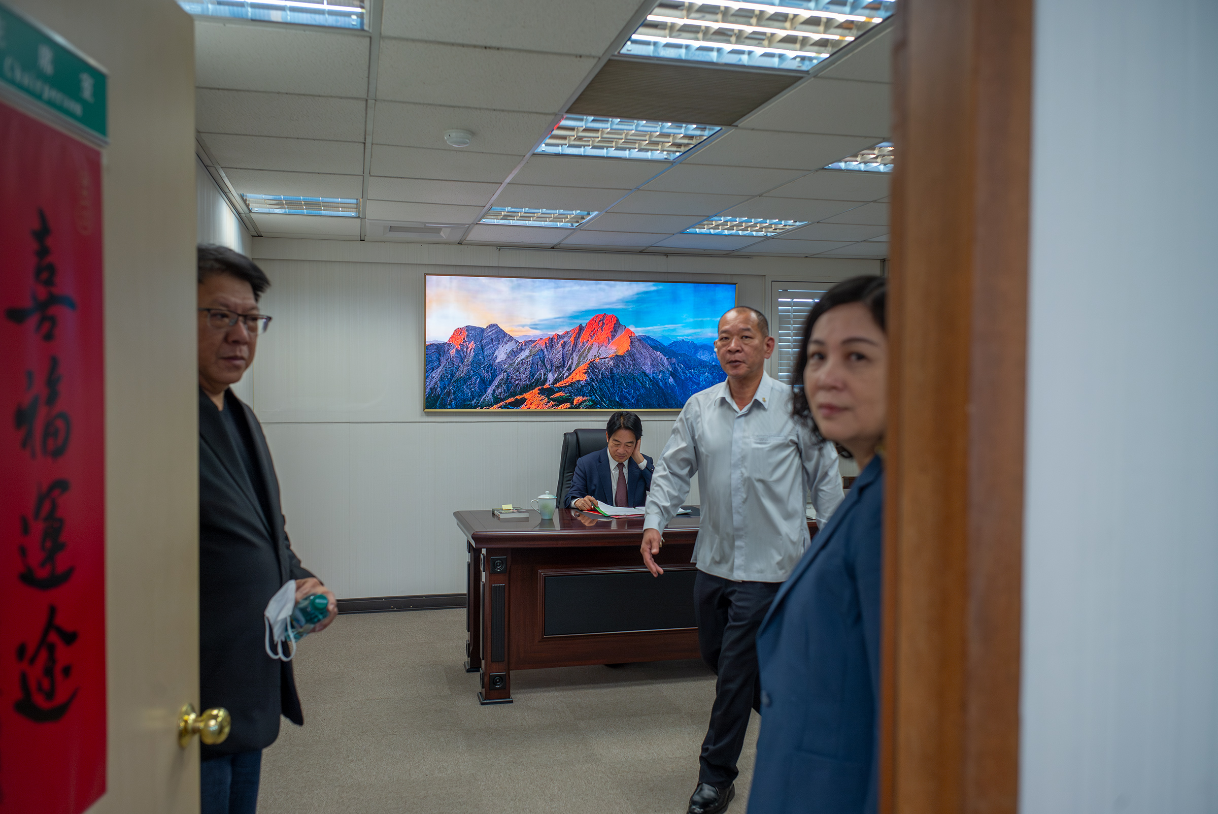 William Lai Ching-te, Taiwan's presidential candidate from the ruling Democratic Progressive Party (DPP), works in his office at the DPP headquarters in Taipei on 24 October, 2023.