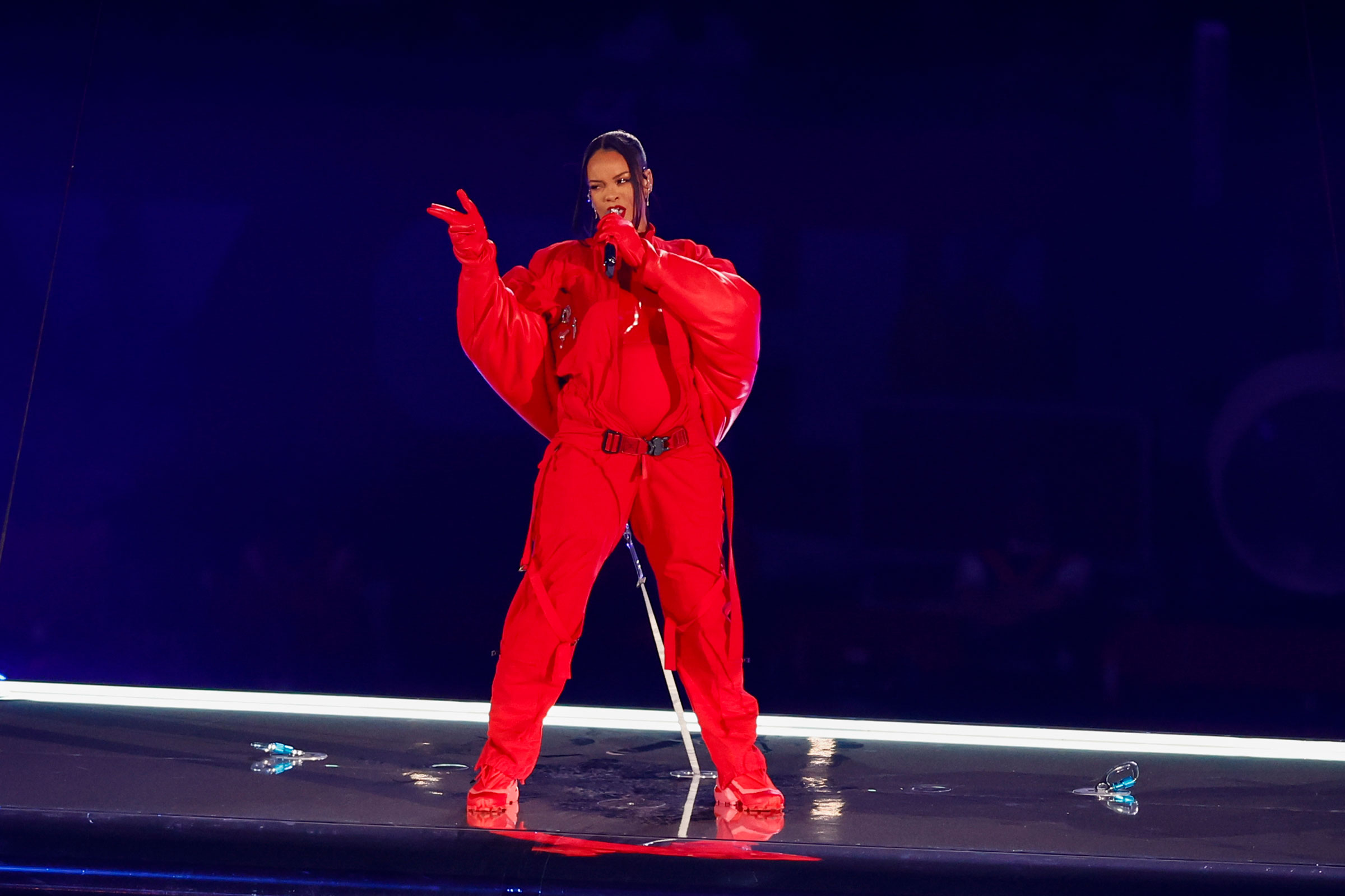Rihanna performs during the Apple Music Super Bowl LVII Halftime Show