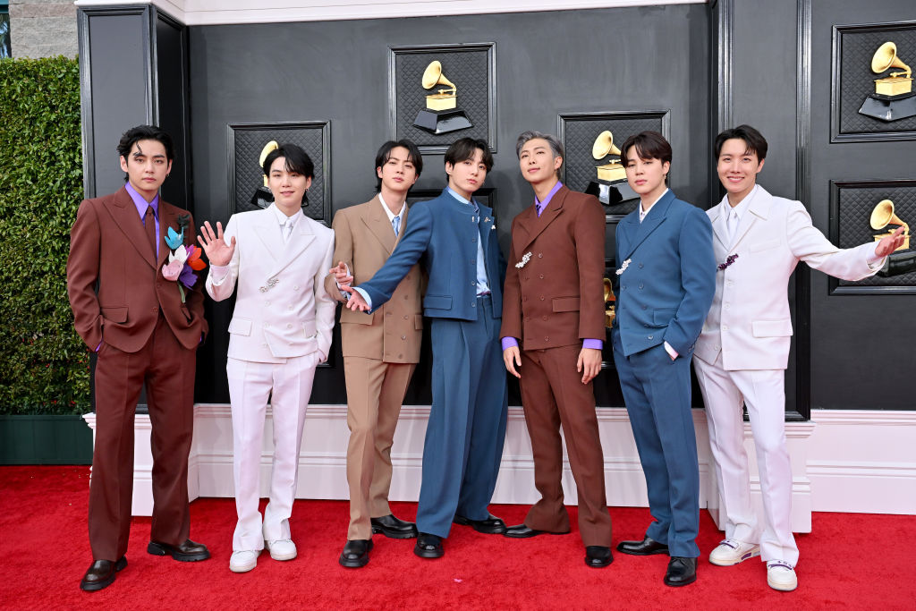 BTS attends the 64th Annual GRAMMY Awards at MGM Grand Garden Arena on April 3, 2022 in Las Vegas, Nevada.
