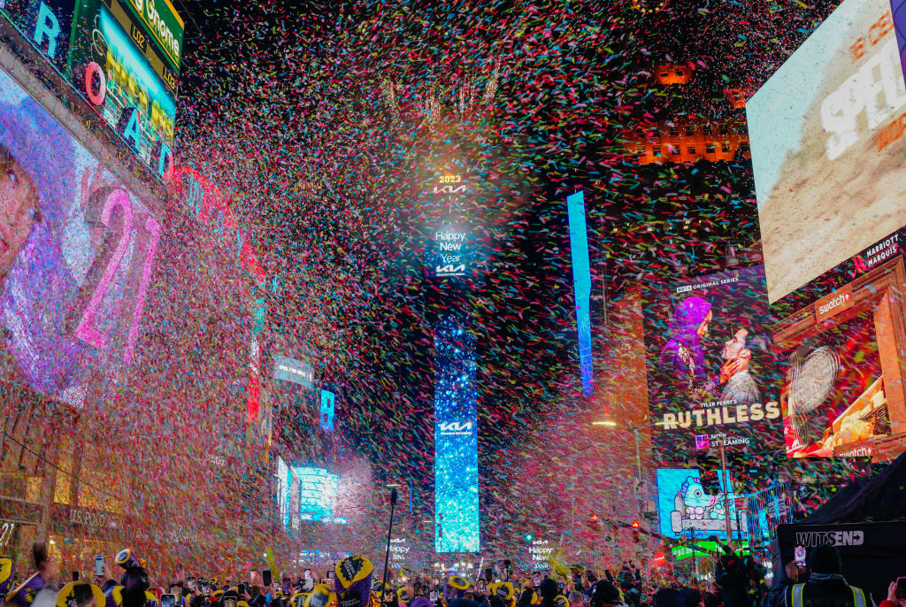 The Times Square ball drop ceremony in New York City