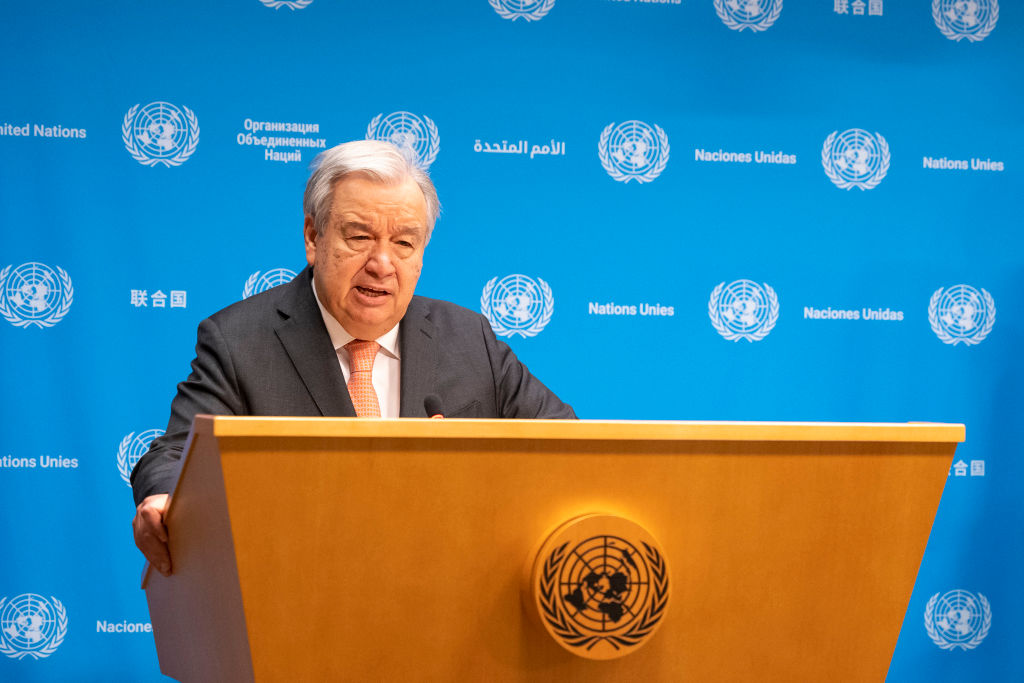 United Nations Secretary-General Antonio Guterres's Press Briefing On Middle East