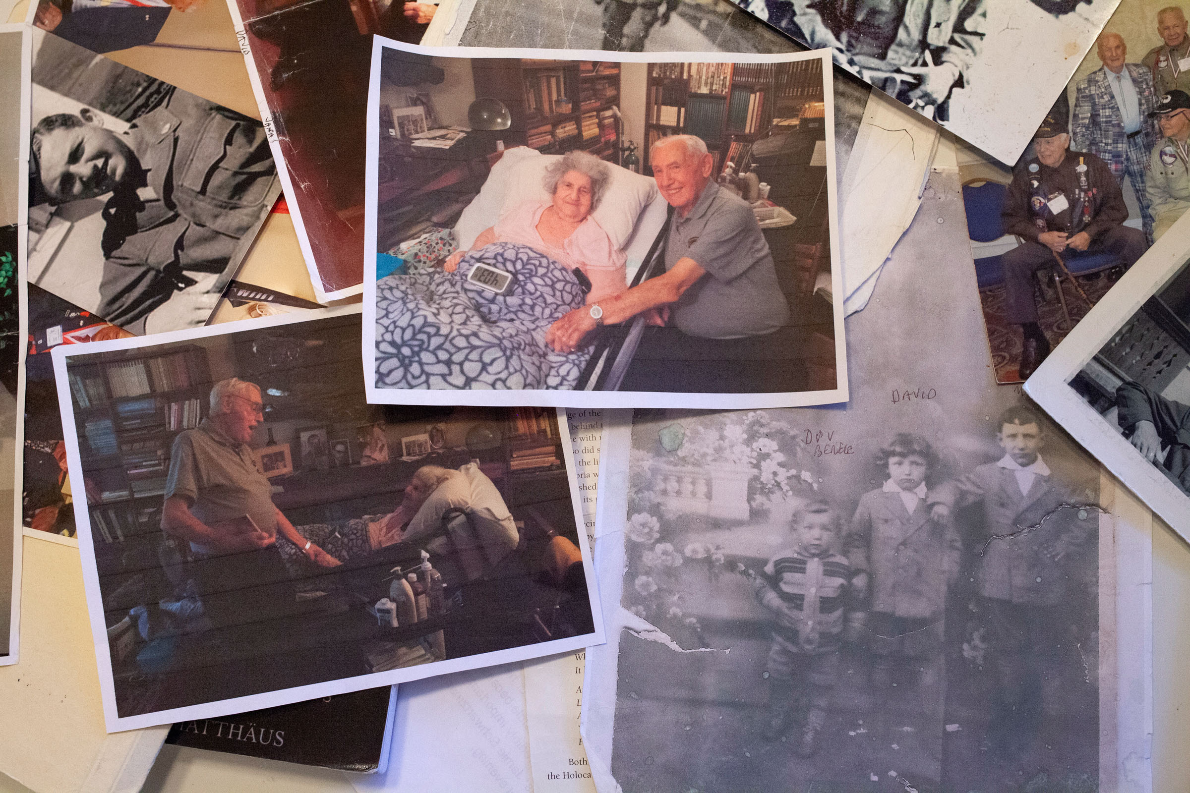 Various photographs of David Wisnia, an Auschwitz survivor, including some of his reunion with Helen Spitzer, a former lover, 72 years later, at his home in Levittown, Pa.