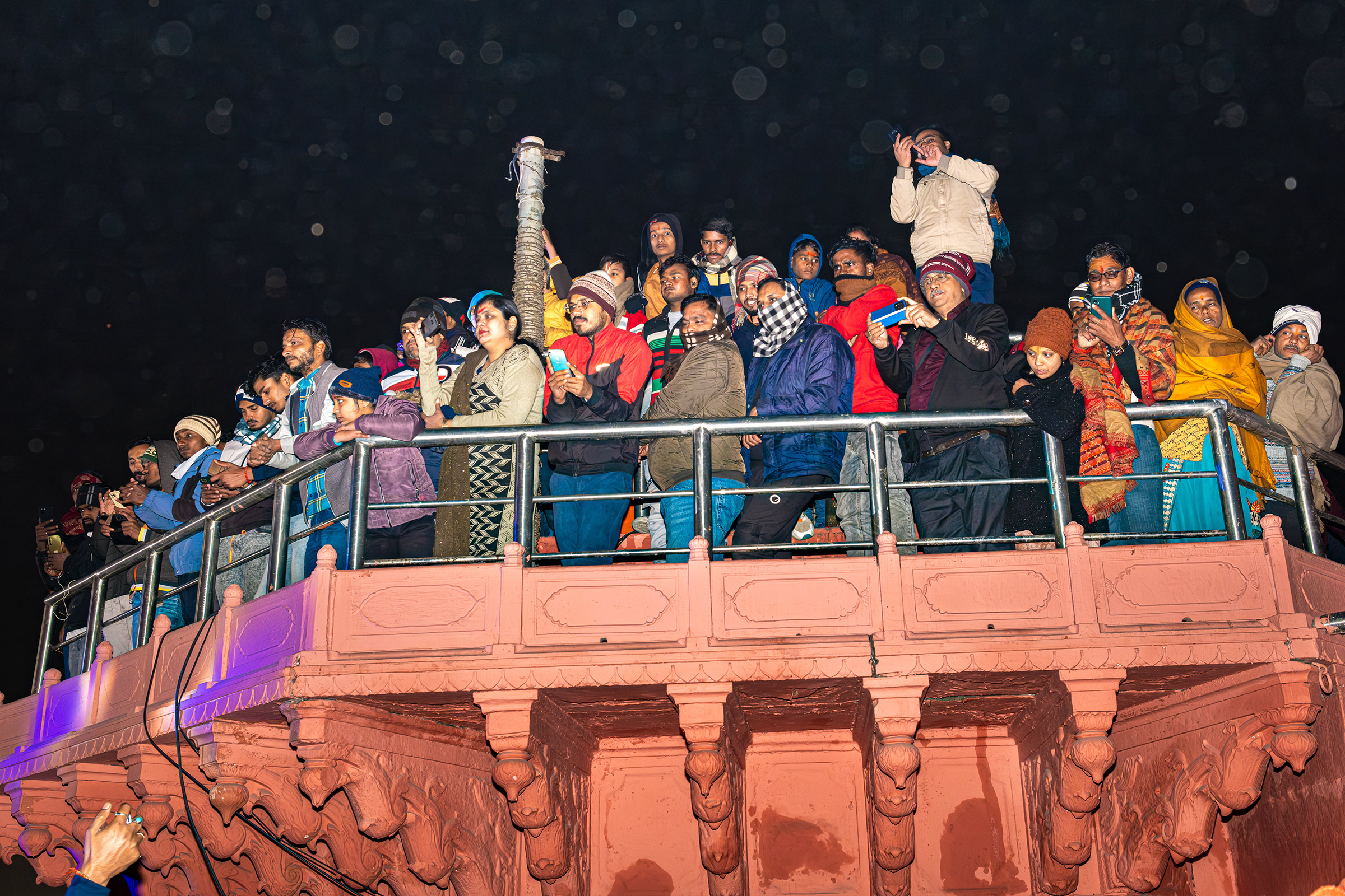 People enjoy a performance by a dance troupe on Ram ki Paidi, on Jan. 20.