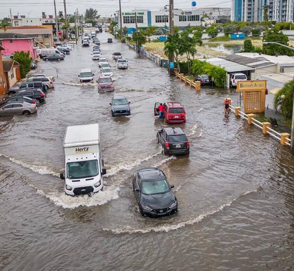 Flooding in Hialeah, Fla., after torrential downpours on Nov. 16, 2023.