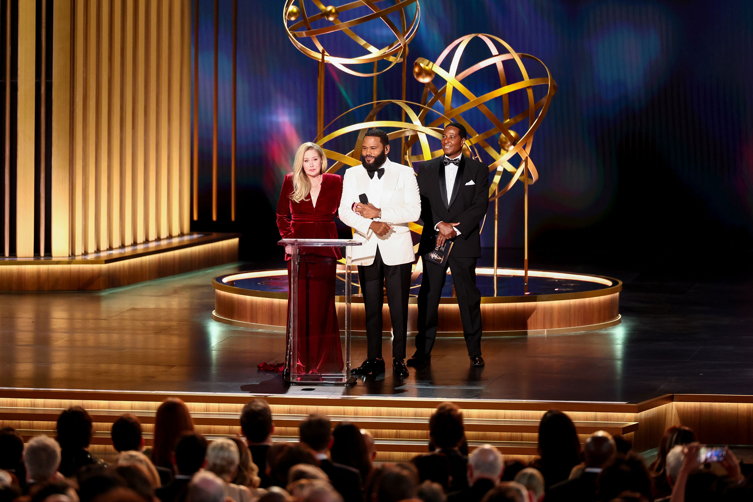 Christina Applegate and Anthony Anderson at the 75th Primetime Emmy Awards in Los Angeles, on Jan. 15, 2024