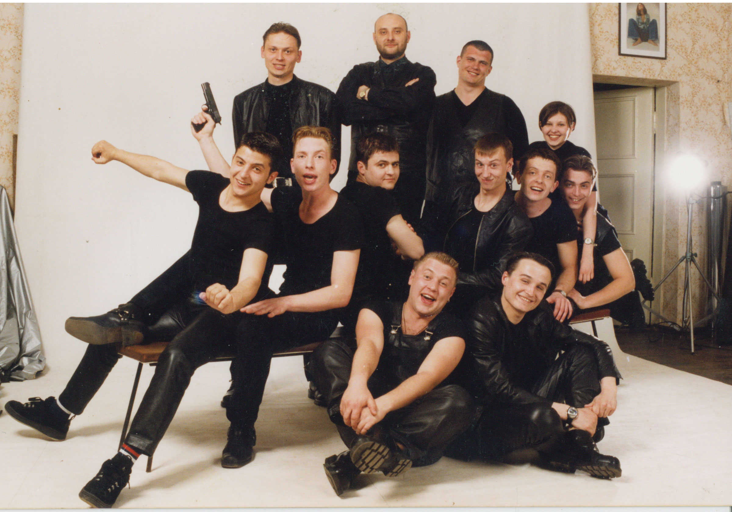 Zelensky, far left, poses with his comedy group, Kvartal 95