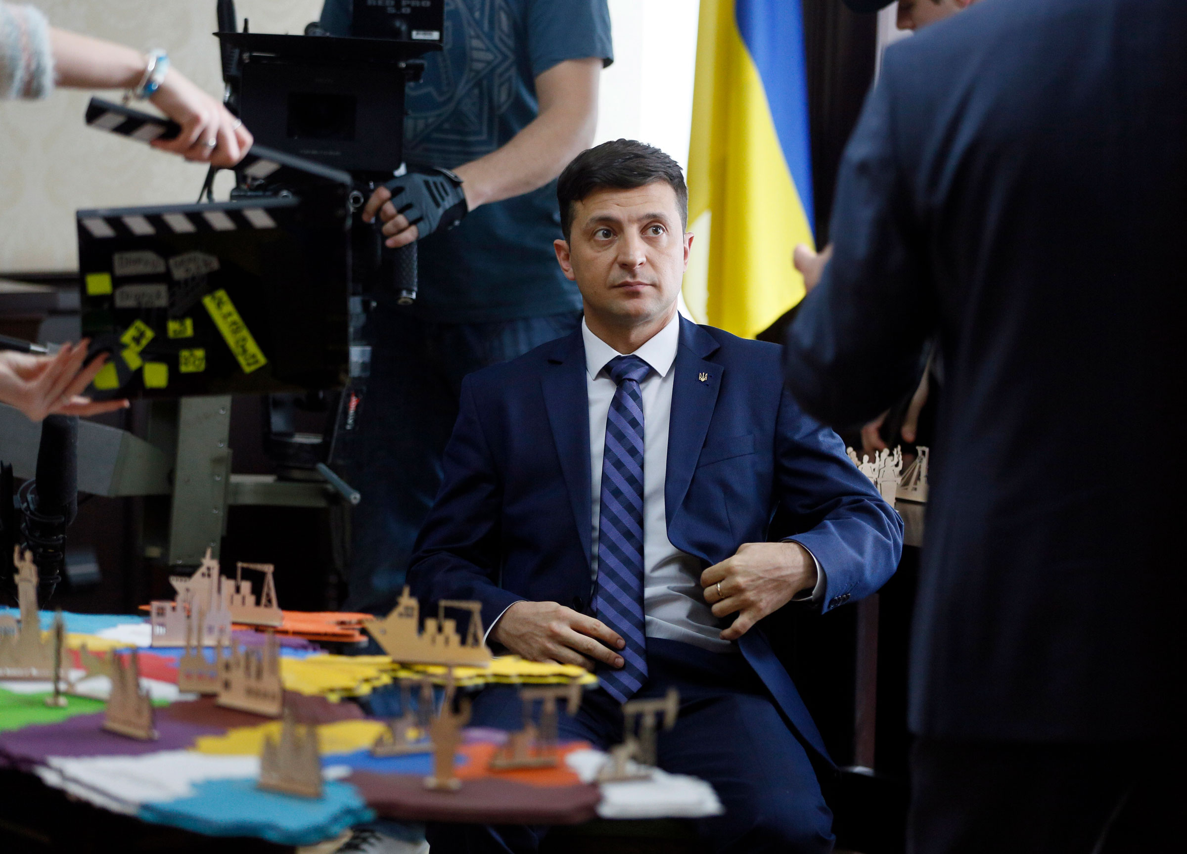 Zelensky on a movie set in 2019, a month before his election victory